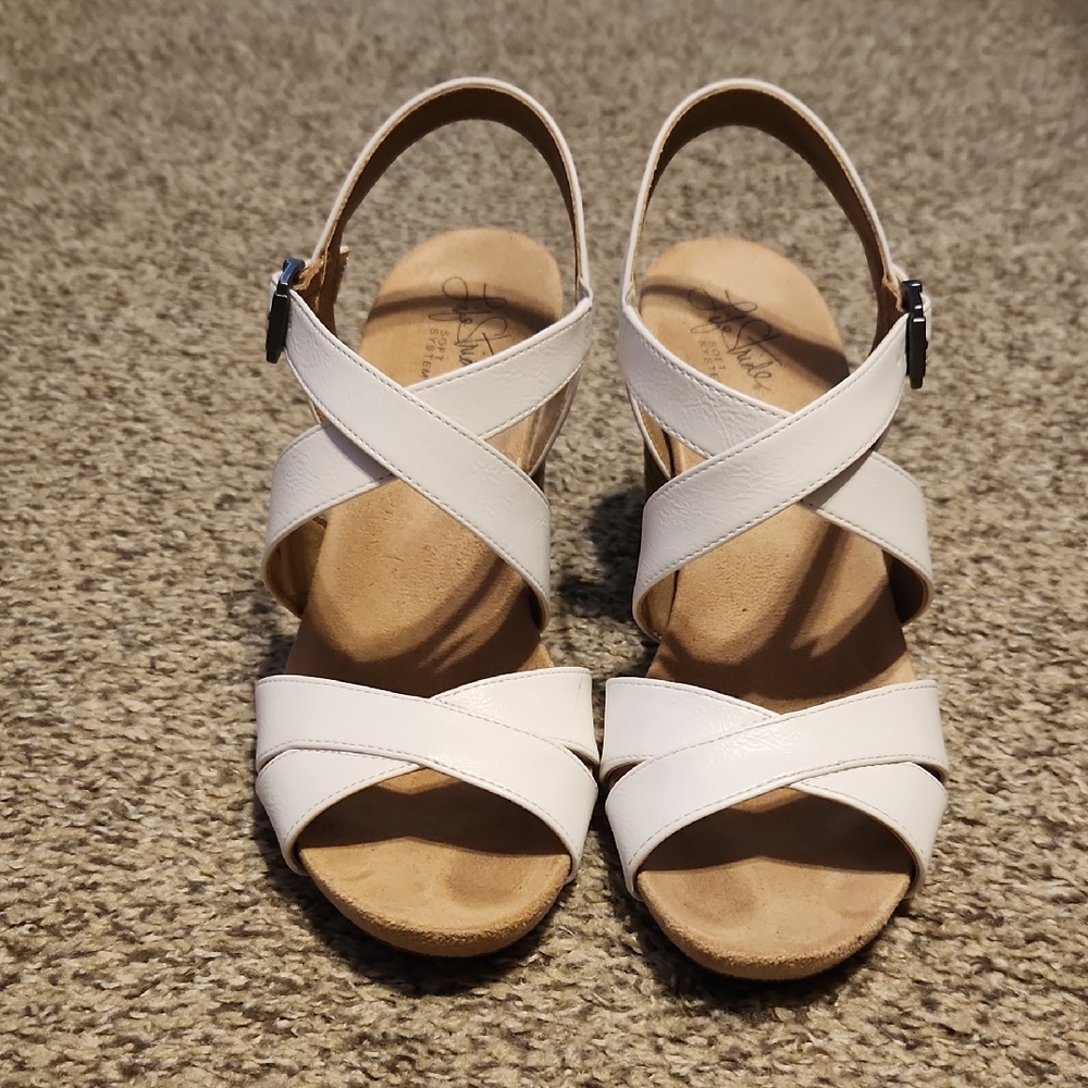 Life Stride White Wedge Sandals